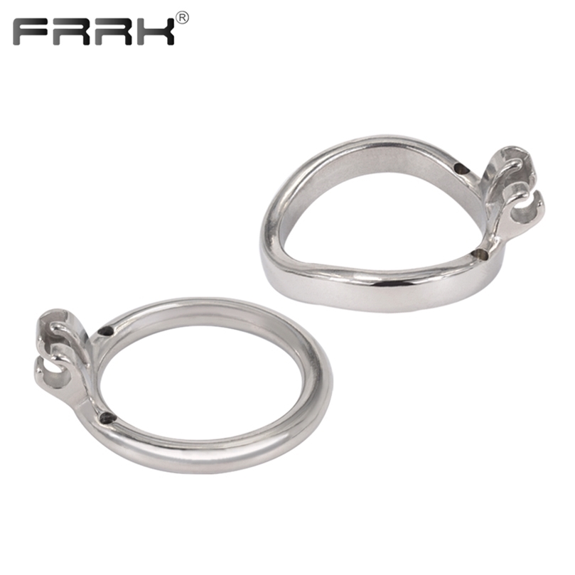 FRRK Base Cock Ring for Built-in Metal Chastity Cage Stainless Steel Penis Lock 40mm 45mm 50mm 55mm BDSM Sex Toys 220504