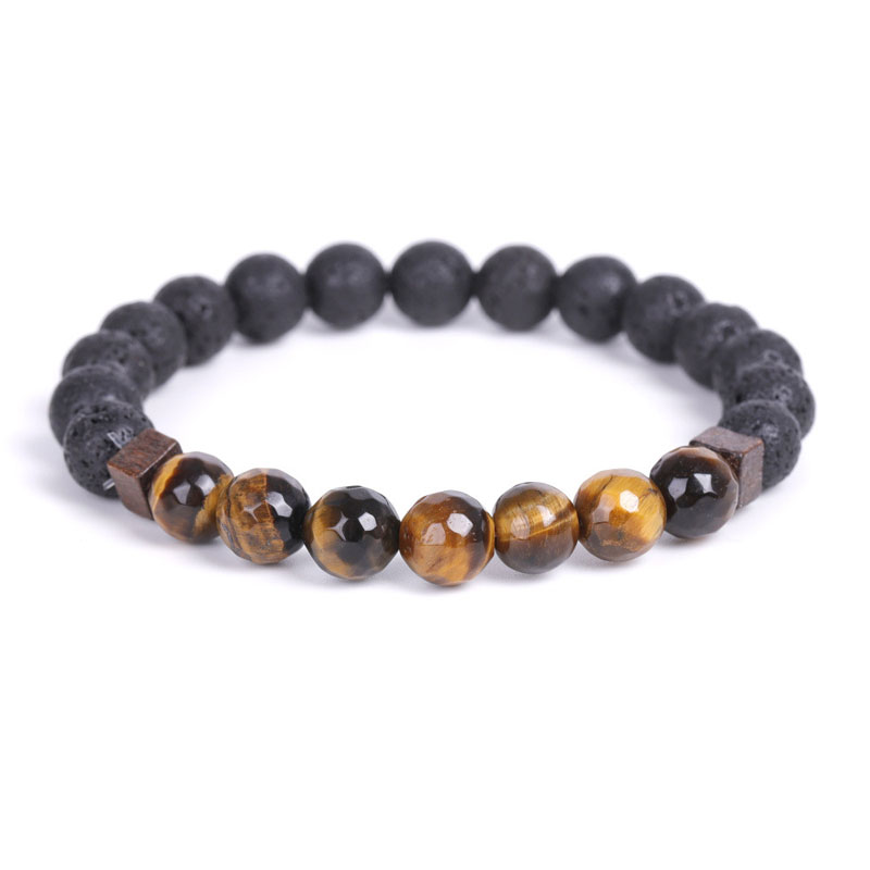 8mm Natural Energy Stone Handmade Strands Beaded Charm Bracelets For Men Women Lover Elastic Bangle Yoga Party Jewelry
