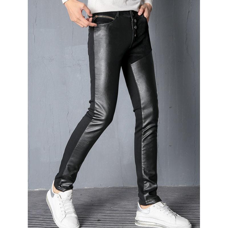Men's Pants Fashion Punk Black Faux Leather Men Slim Fit Joggers Streetwear Cosplay Stage Performance Patchwork TrousersMen's
Men's Pants Fashion Punk Black Faux Leather Men Slim Fit Joggers Streetwear Cosplay Stage Performance Patchwork TrousersMen's