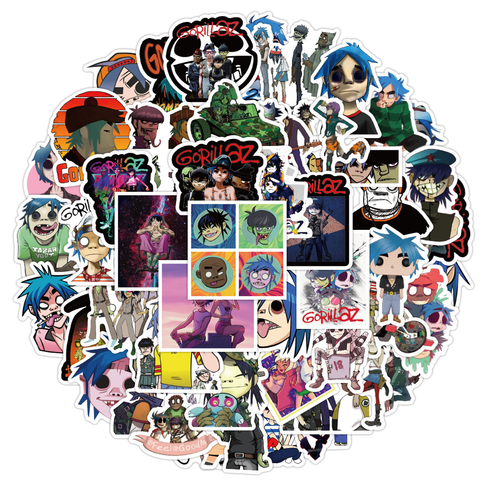 New Waterproof 10/30/52pcs Gorillaz Music Band Cartoon Stickers Decal Motorcycle Phone Laptop Bike Luggage Guitar Graffiti Sticker Kids Toy sticker