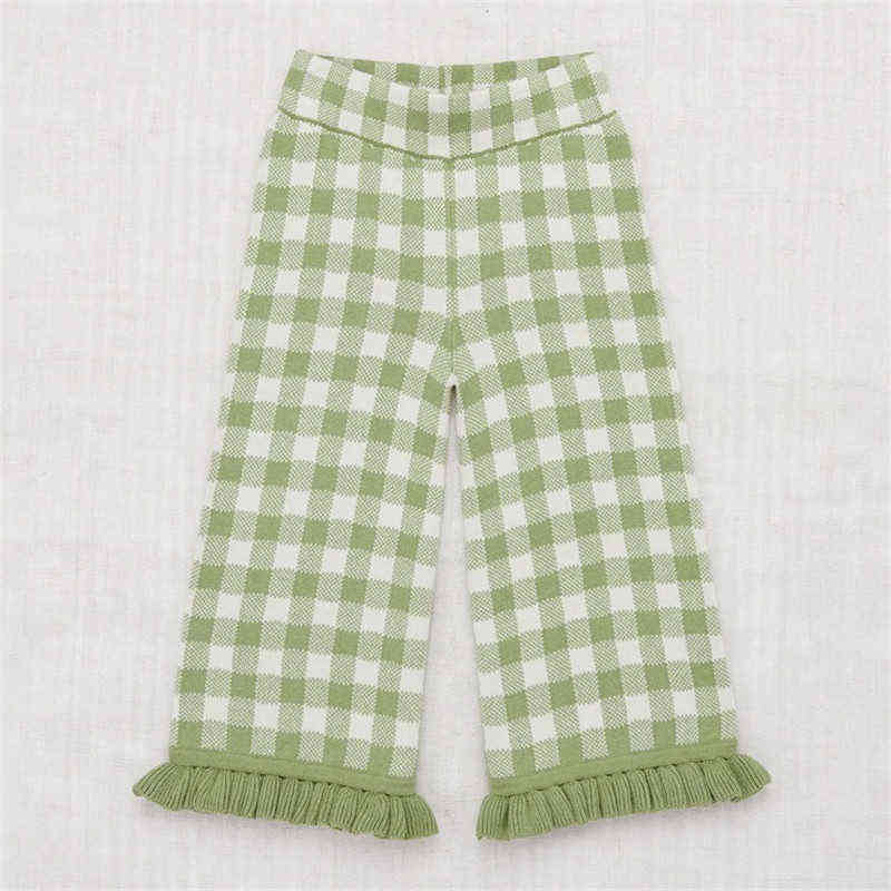 EnkeliBB Super Fashion Girls Summer Sling Vest and Pants Cute Green Plaid Knit Tops and Pants Outfits Misha Puff Baby Girl Sets AA220316