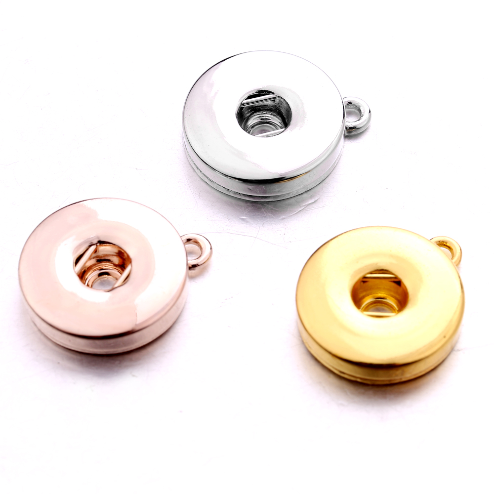 Silver Gold Alloy 18mm Ginger Snap button Base charms Pendants For Snaps Bracelet Earrings Necklace DIY Jewelry Accessory