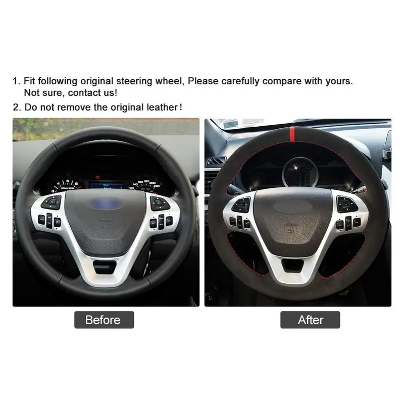 Hand-stitched Black Suede Car Steering Wheel Cover For Ford Explorer 2011-2019 Taurus 2013-2019 Edge 2011-2014 Automotive interior
Hand-stitched Black Suede Car Steering Wheel Cover For Ford Explorer 2011-2019 Taurus 2013-2019 Edge 2011-2014 Automotive interior