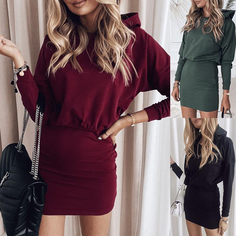 Casual Dresses Basic Women Mini Pencil Dress 3-color Hooded Long Sleeve Pullover Spring And Autumn Sexy One Step Fold Skirt Wrap 2022, Green 
Casual Dresses Basic Women Mini Pencil Dress 3-color Hooded Long Sleeve Pullover Spring And Autumn Sexy One Step Fold Skirt Wrap 2022, Green