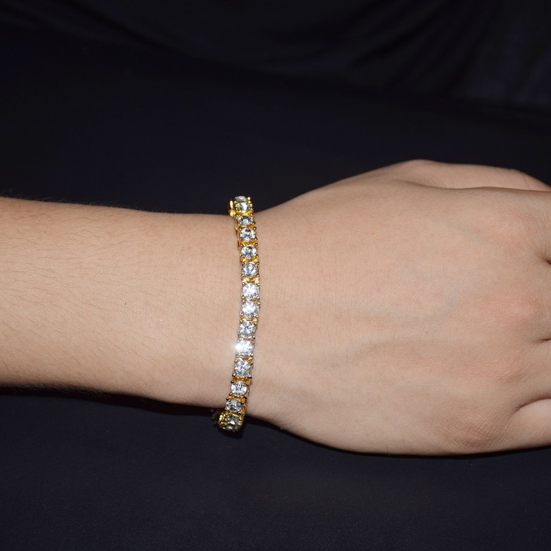 5mm Hip Hop Tennis Chain Bracelets Bling Gold Plated Men Women Party Jewelry Gift