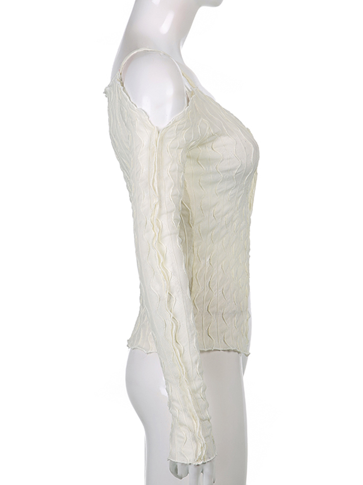 Sweetown Off Shoulder Knit Mesh Y2K T Shirt Strap V Neck See Through Kawaii Fairycore Tops Ruffles Long Sleeve Autumn Tee 220714