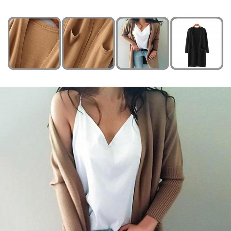 Women's Knits & Tees No Button Autumn Winter Long Sleeve Pockets Sweater Coat For Office, White
Women's Knits & Tees No Button Autumn Winter Long Sleeve Pockets Sweater Coat For Office, White