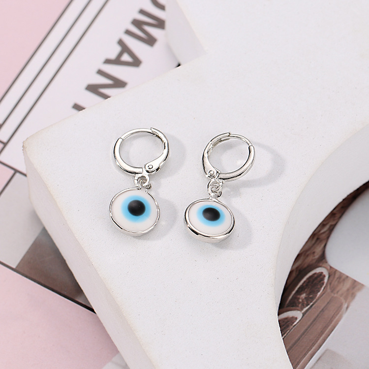 Turkey Evil Eye dangle Earrings For Women Blue red Polychrome Eyes Copper Rmmed Evil Eye Ear Loop