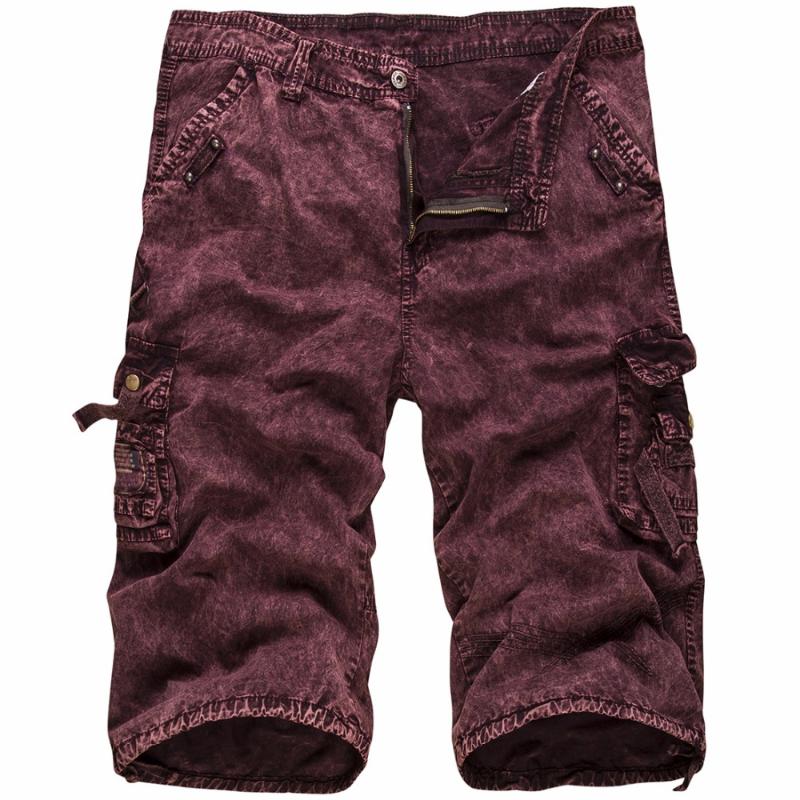 Men's Shorts EL BARCO Summer Men Casual Cotton Camouflage Yellow Red Male Cargo Black Khaki Army-green Knee-Length Trousers