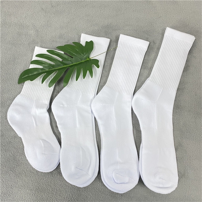 Men women White Blank Sublimation DIY Athletic sports Half Cushion Mid crew socks Blank Streetwear Socks For Heat Press 220512