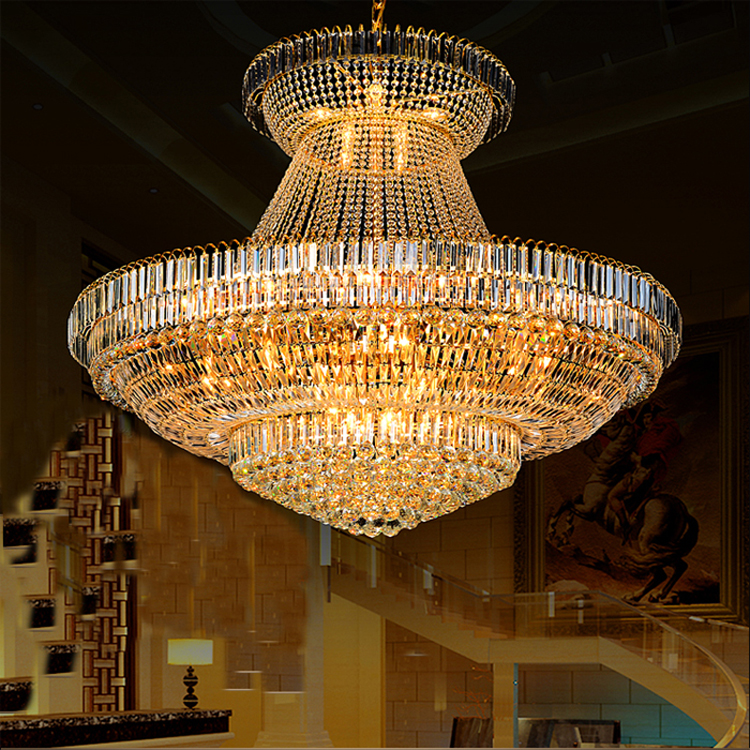 Modern Crystal Chandeliers Lighting Fixture American Big Gold Crystal Chandelier LED Lamp European Luxurious Droplight Home Indoor Hotel Club Light D1