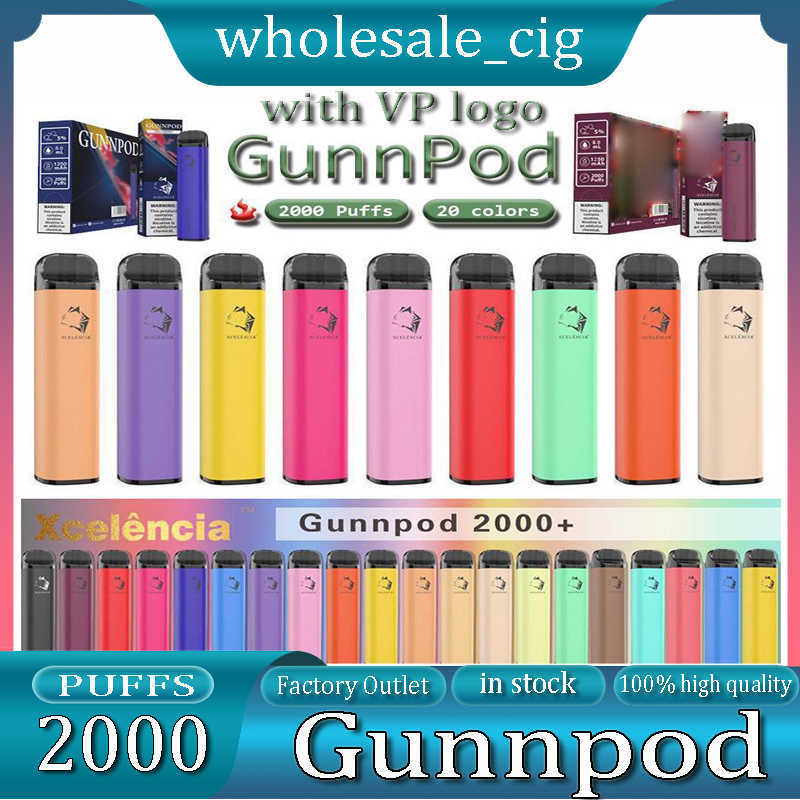GUNNPOD Disposable Vape 1250mAh Battery 2000 Puffs E Cigarette Deivce 18350 8ml Vaporizer Starter Kit Pod Gunpod Vapes Kit Australia Free With VP Logo Gunnpods Puff
GUNNPOD Disposable Vape 1250mAh Battery 2000 Puffs E Cigarette Deivce 18350 8ml Vaporizer Starter Kit Pod Gunpod Vapes Kit Australia Free With VP Logo Gunnpods Puff