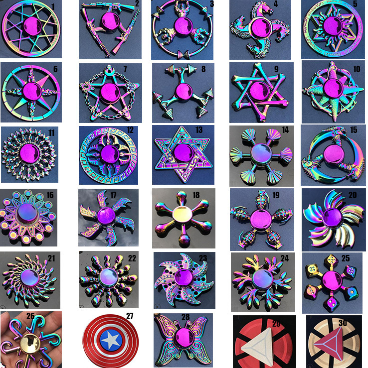 Decompression Toy rainbow Metal fidget spinner star flower skull dragon wing Hand Spinner for Autism ADHD Kids adults antistres Toy