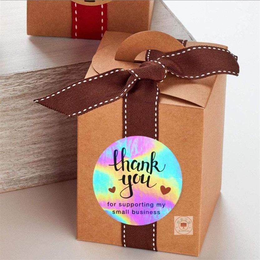 500pcs Rainbow Holo Thank You Stickers 4 Designs Holographic For Supporting My Small Business Gift Labels Wrap273S273W5041114