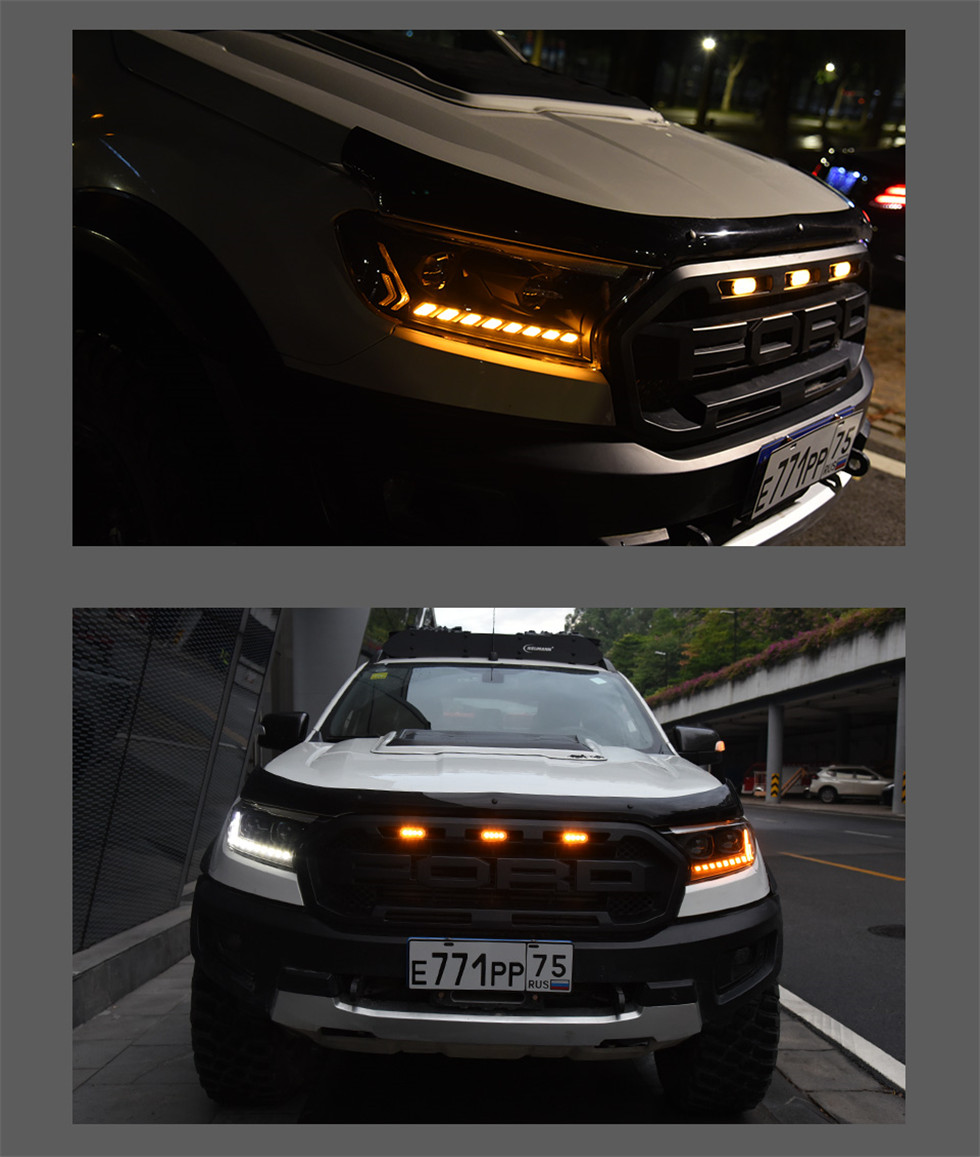 All LED Light For Ford Ranger LED Headlight 16-20 Everest T7 Car Parts Headlights Turn Signal High Beam Daily Lights