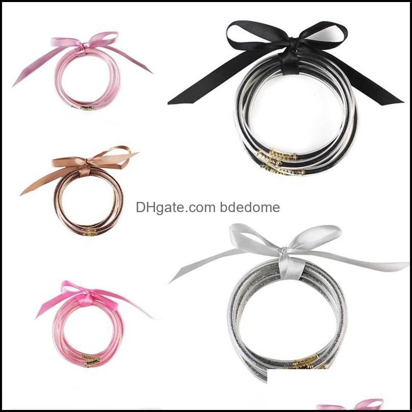 Jelly Glow 2021 Wholesale 5Pcs/ Set All Weather Glitter Bangles Filled Sile Plastic Bowknot Jelly Summer Brac Bdedome Dhglh
Jelly Glow 2021 Wholesale 5Pcs/ Set All Weather Glitter Bangles Filled Sile Plastic Bowknot Jelly Summer Brac Bdedome Dhglh