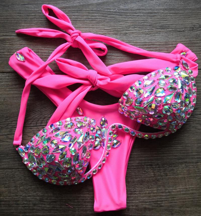 Women' Swimwear 2022 Sexy Halter Neon Green Crystal Women Push Up Bikinis Rhinestone Diamond Luxury Bathing Suits Plus Size, S103pink
Women' Swimwear 2022 Sexy Halter Neon Green Crystal Women Push Up Bikinis Rhinestone Diamond Luxury Bathing Suits Plus Size, S103pink