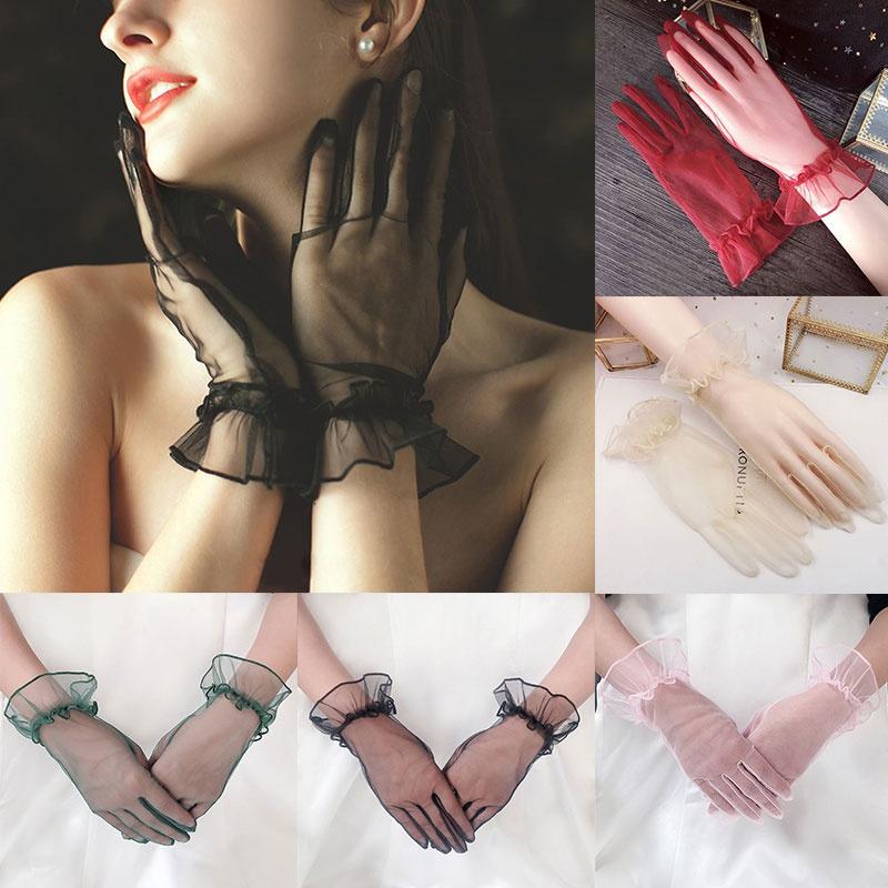 Five Fingers Gloves 1 Pair Wedding Mittens Short Tulle Transparent Full Finger Lace Ultra Thin Lotus Leaf Sheer Women Mesh
Five Fingers Gloves 1 Pair Wedding Mittens Short Tulle Transparent Full Finger Lace Ultra Thin Lotus Leaf Sheer Women Mesh
