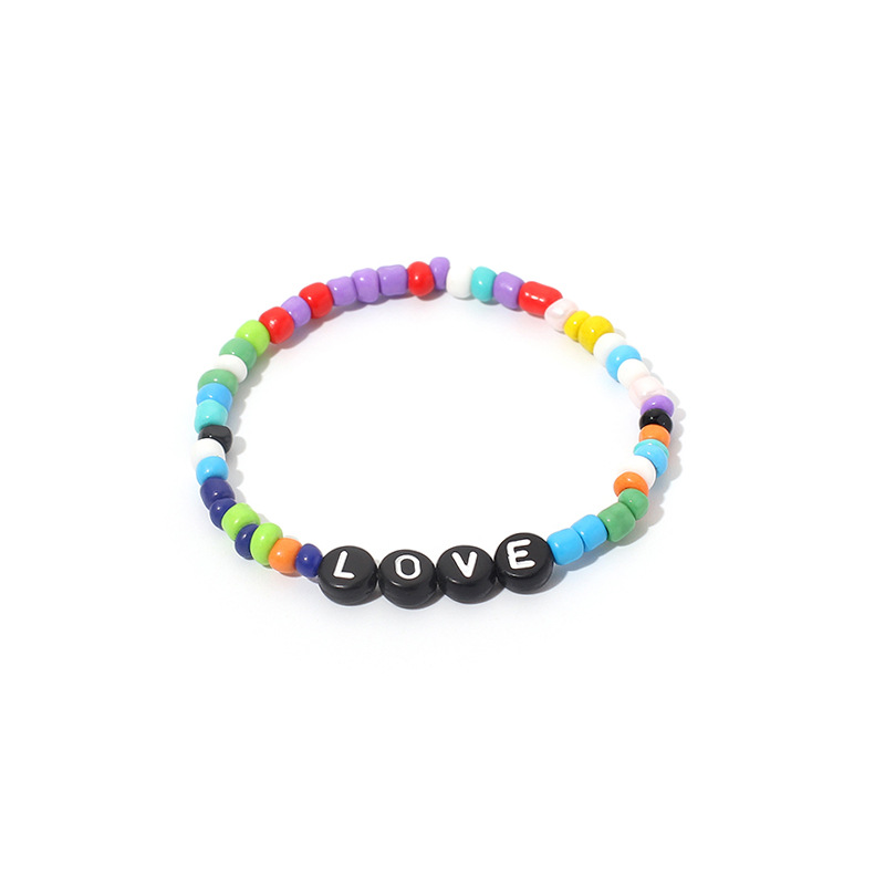 Colorful Candy Color Glass Beads Strands Bracelet DO IT Love Bangle Jewelry