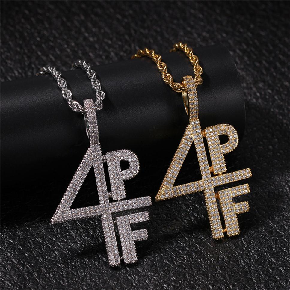 Gold Silver Plated 4PF Pendant Necklace Iced Out Chains Lab Diamond Le228R