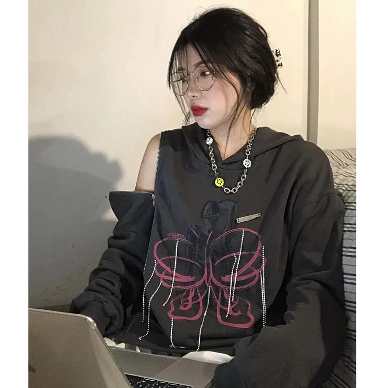 Women's Hoodies & Sweatshirts High Fringed Rhinestones Harajuku Hooded Street Punk Thin Y2K Section All-match Zipper Sweater Printed Loose L, Black
Women's Hoodies & Sweatshirts High Fringed Rhinestones Harajuku Hooded Street Punk Thin Y2K Section All-match Zipper Sweater Printed Loose L, Black