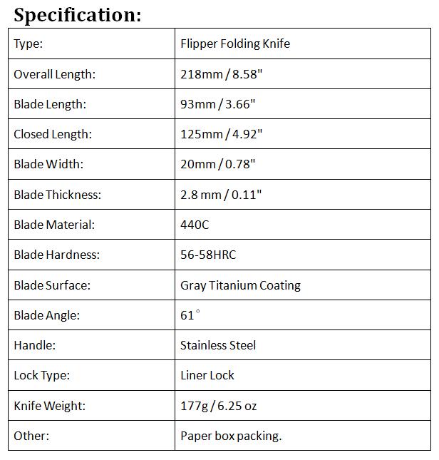 High Quality FA53 Assisted Flipper Folding Knife 440C Gray Titanium Coating Blade Stainless Steel Handle EDC Pocket Knives With Retail Box