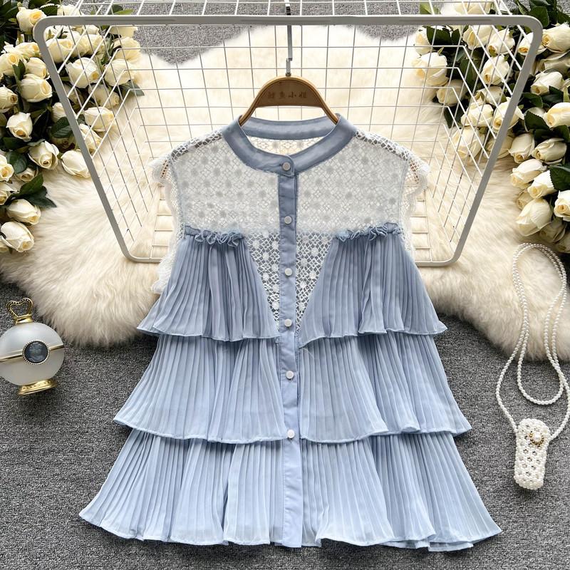 Women's Blouses & Shirts Hikigawa Chic Fashion Women Tops Hollow Out Lace Patchwork Pleated Loose Button Up Sleeveless Female Blouse Slimmin, White
Women's Blouses & Shirts Hikigawa Chic Fashion Women Tops Hollow Out Lace Patchwork Pleated Loose Button Up Sleeveless Female Blouse Slimmin, White