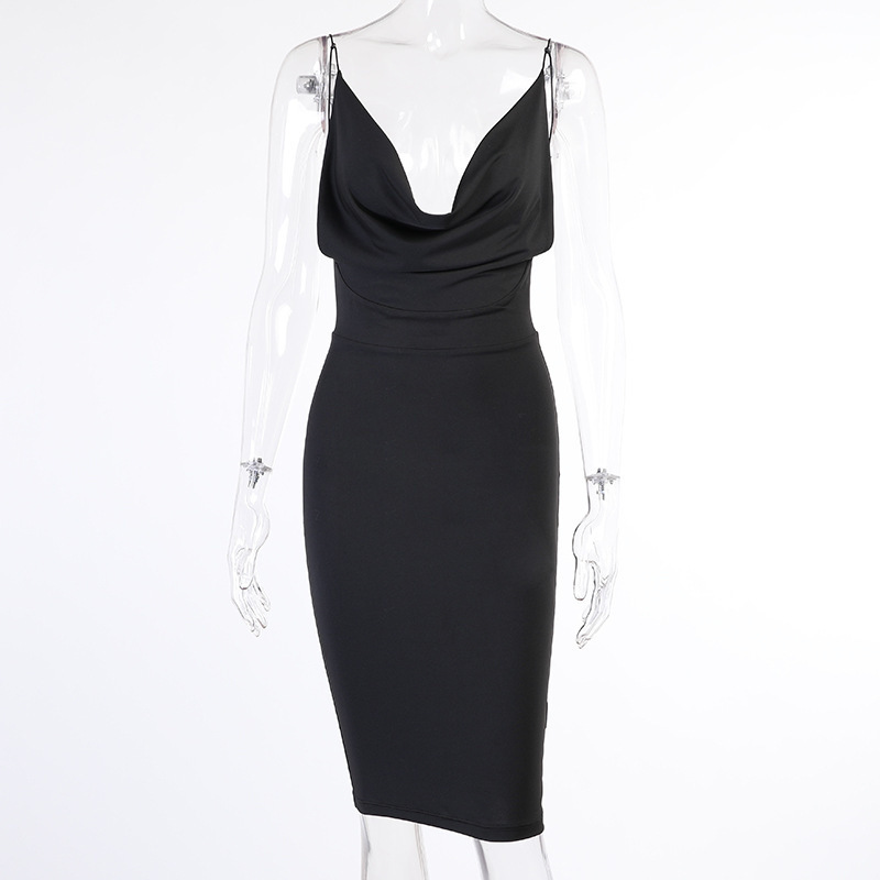 Asia Woman White Dress Spaghetti Strap Cowl V Neck Backless High Waist Bodycon Midi Dress Summer Sexy Club Party Vestidos 220511