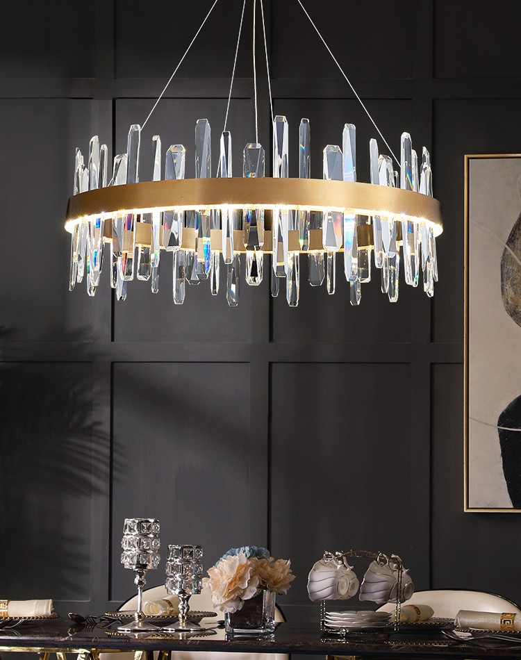 Luxury Crystal Round Pendant Lamps Art Living Room Stainless Steel Chandelier Lamps After Ice Edge American Creative Bedroom Study Restaurant Model QZ 127
Luxury Crystal Round Pendant Lamps Art Living Room Stainless Steel Chandelier Lamps After Ice Edge American Creative Bedroom Study Restaurant Model QZ 127