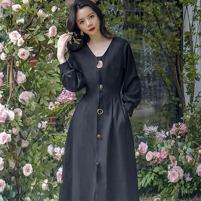 Casual Dresses French Hepburn Style Dress 2022 Black Swan V-neck Temperament Was Thin Retro Solid Color Long For WomenCasual
Casual Dresses French Hepburn Style Dress 2022 Black Swan V-neck Temperament Was Thin Retro Solid Color Long For WomenCasual