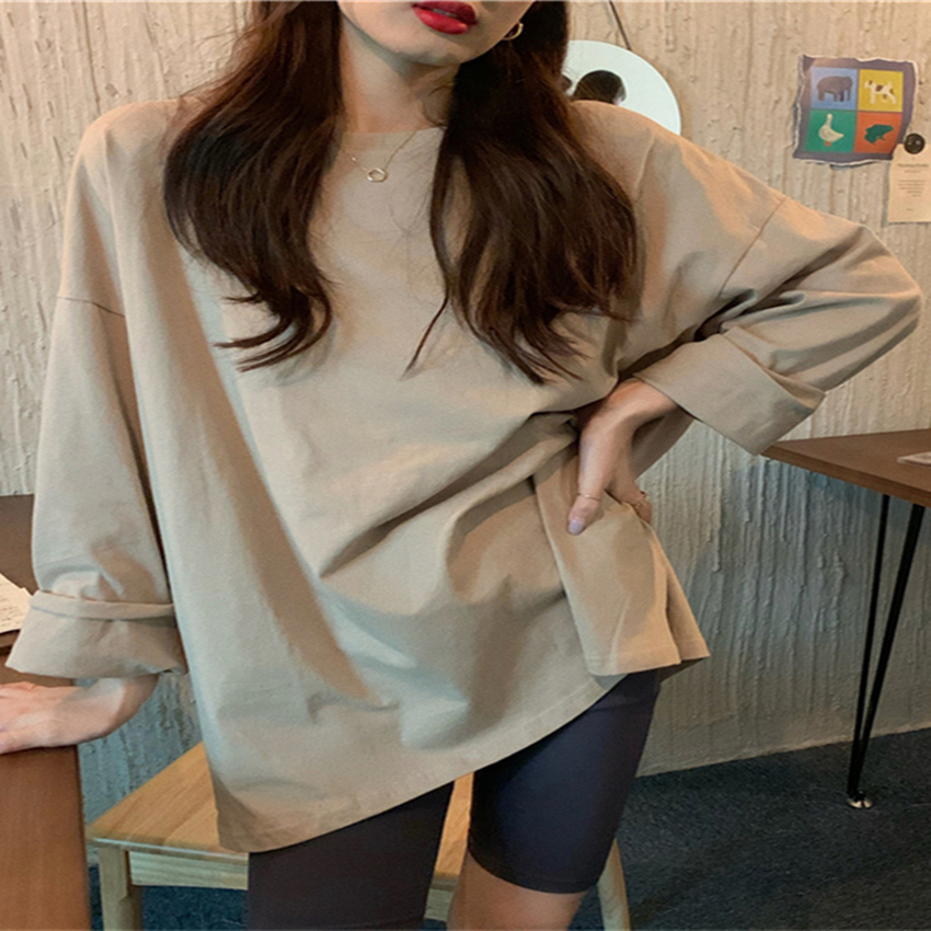 Colorfaith Autumn Trend T-Shirts Oversized Solid Bottoming Long Sleeve Wild Korean Minimalist Style Tops, White
Colorfaith Autumn Trend T-Shirts Oversized Solid Bottoming Long Sleeve Wild Korean Minimalist Style Tops, White