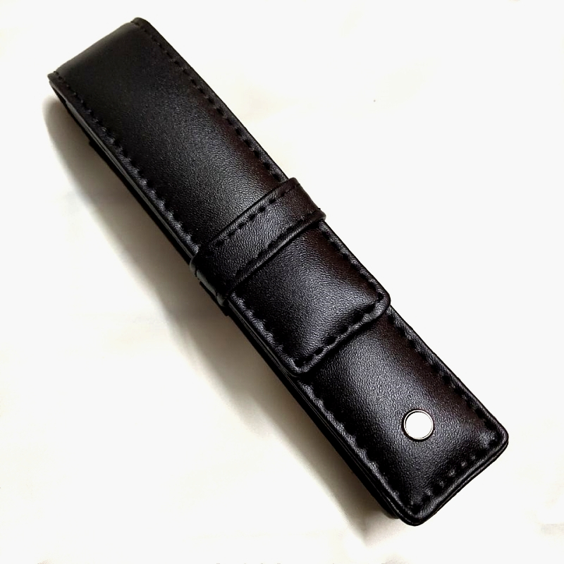 wholesale high quality Black Leather Pen Bag office stationery Fashion pencil case for single pen