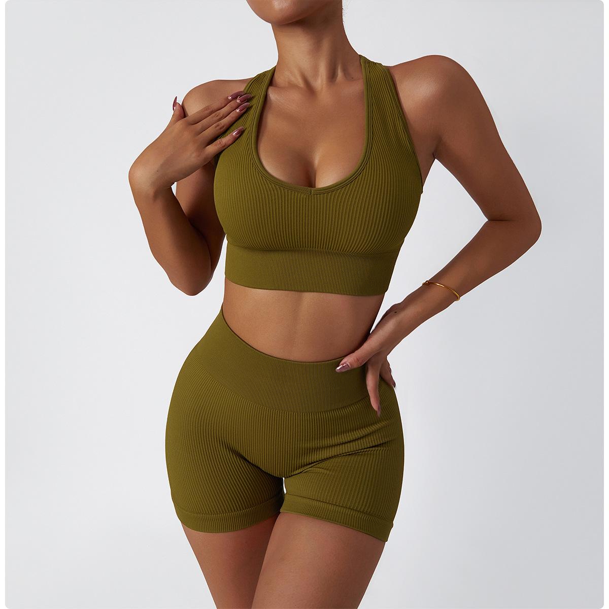 European and American Yoga Suits Sexy High Waist Tight Exercise running sets Yoga Clothes Womens Push-up Beauty Back Fitness Suit, Bra shorts cardamom green
European and American Yoga Suits Sexy High Waist Tight Exercise running sets Yoga Clothes Womens Push-up Beauty Back Fitness Suit, Bra shorts cardamom green