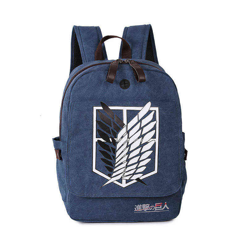 Anime Backpack Canvas Backpack Attack on Titan Cartoon Bagpack Fashion School Bag Teenage Laptop Bagpack New Style Travel Bag AA220316