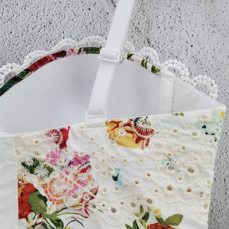 Sweet youth printed cotton tops Women Sexy Summer Palm & Floral Print Push Up Bralet Women's Bustier Bra Cropped Tops 220316