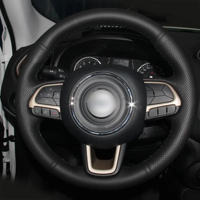 Hand-stitched Black Leather Anti-slip Car Steering Wheel Cover For Jeep Compass Renegade 2016-2017 Automotive interior
Hand-stitched Black Leather Anti-slip Car Steering Wheel Cover For Jeep Compass Renegade 2016-2017 Automotive interior