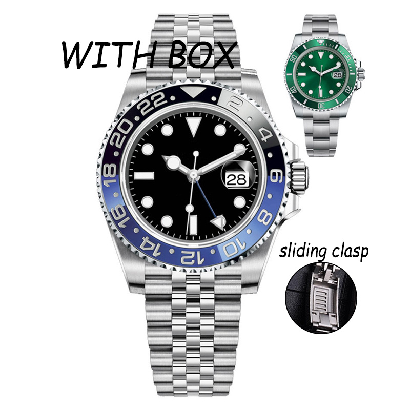 lmjli-Mens Watches 40mm Automatic Mechanical Watch Full Stainless Steel sliding clasp Blue Black Ceramic Sapphire WristWatches Super luminous montre de luxe