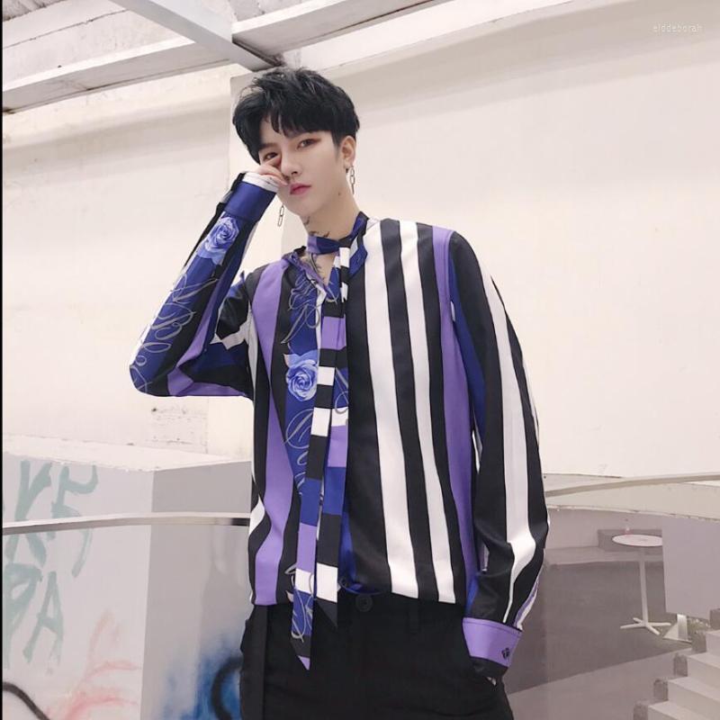 Men's Casual Shirts Spring Personality Streamers Men's Slim Striped Long-sleeved Shirt Nightclub Dj Hair Stylist Youth Printing TideMen', Purple
Men's Casual Shirts Spring Personality Streamers Men's Slim Striped Long-sleeved Shirt Nightclub Dj Hair Stylist Youth Printing TideMen', Purple