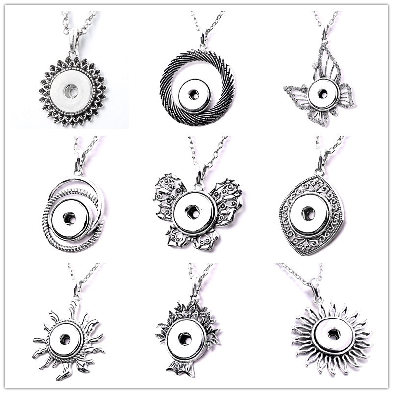 New Styles Snap Button necklace 18MM Ginger Snaps Buttons Tree butterfly Charms Necklaces for women jewelry