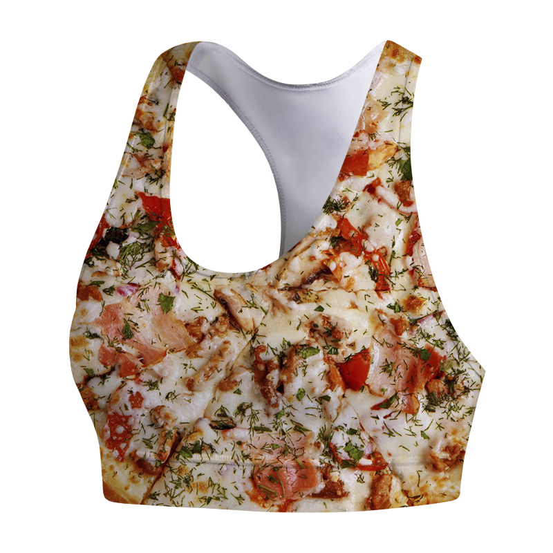 Women Sports Vest Gourmet Pizza 3D Print Sports Bra Tank Tops Yoga Running Women Fitness Bras Tank Top Women W220617