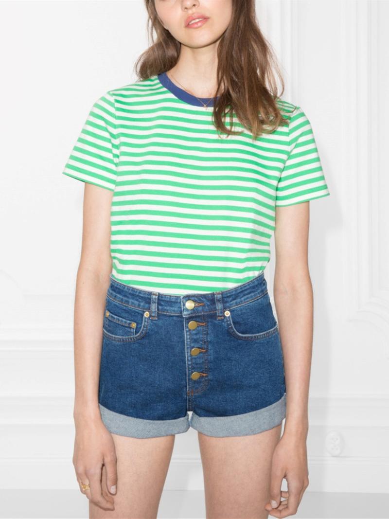 Women' Sweaters Color Patchwork Striped Ladies T-shirt Summer Women O-neck Short Sleeve Simple Loose Top Casual All-match TeesWomen, Green
Women' Sweaters Color Patchwork Striped Ladies T-shirt Summer Women O-neck Short Sleeve Simple Loose Top Casual All-match TeesWomen, Green