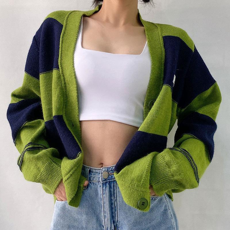 Women's Knits & Tees Sweater Cardigan Women Spring Autumn Color Block Button-down Stripe Long Sleeve V-neck Knit Outerwear Coats Tops Knittw, White
Women's Knits & Tees Sweater Cardigan Women Spring Autumn Color Block Button-down Stripe Long Sleeve V-neck Knit Outerwear Coats Tops Knittw, White
