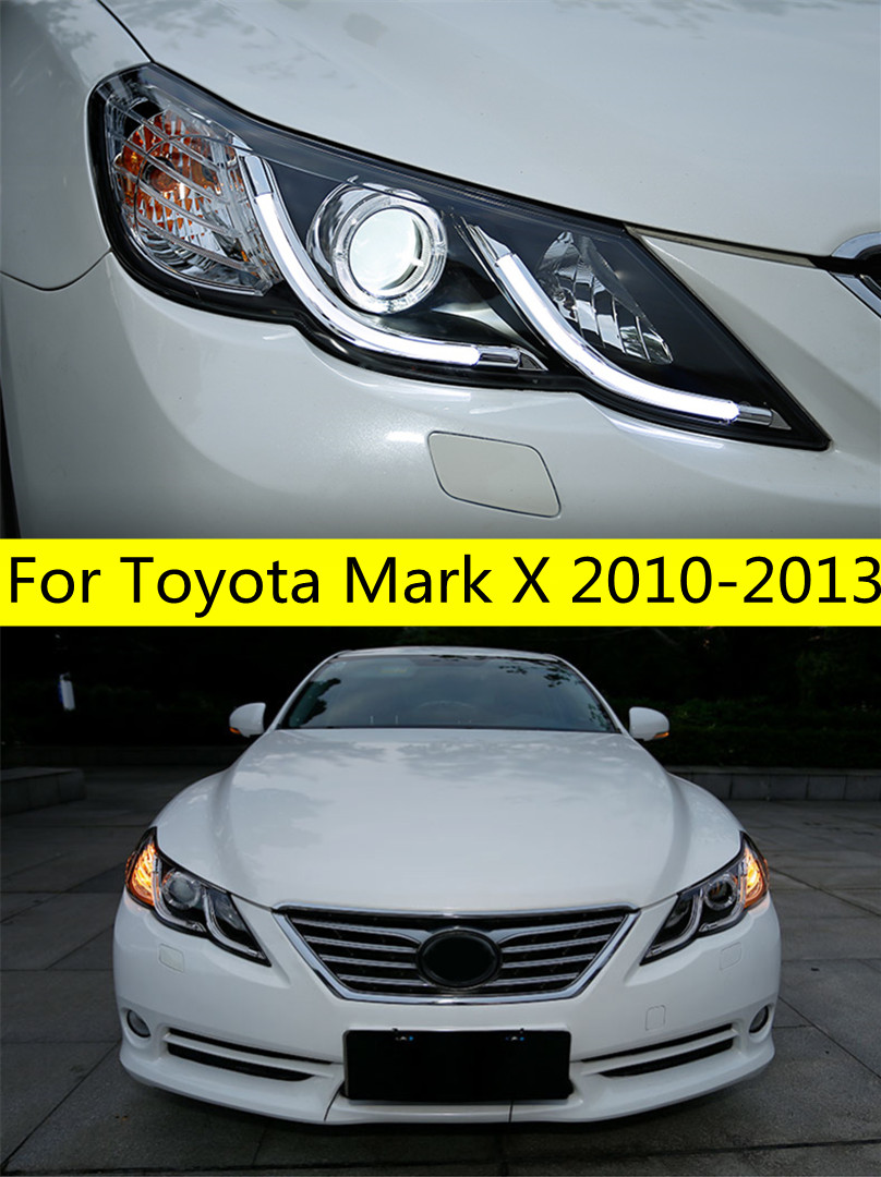 Full LED Head Lights Assembly For Toyota Mark X 2010-2013 Headlights Reiz DRL Front Lamp Dynamic Turn Signal Headlight LED Running Light