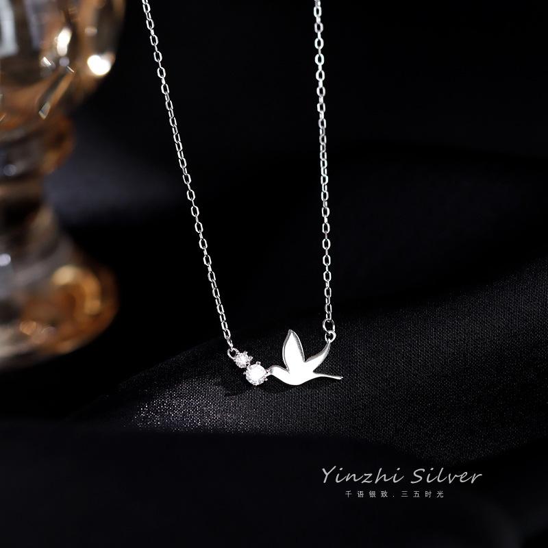 Chains Korea Temperament Cute Swallow Literary Short 925 Sterling Silver Clavicle Chain Trendy Female Necklace JewleryChains