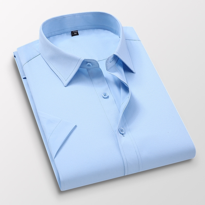 Men's Dress Shirts Casual Short Sleeve Fashion White Black Blue Red Pink Slim Trend Business Formal Clothes Male Clothing 220322