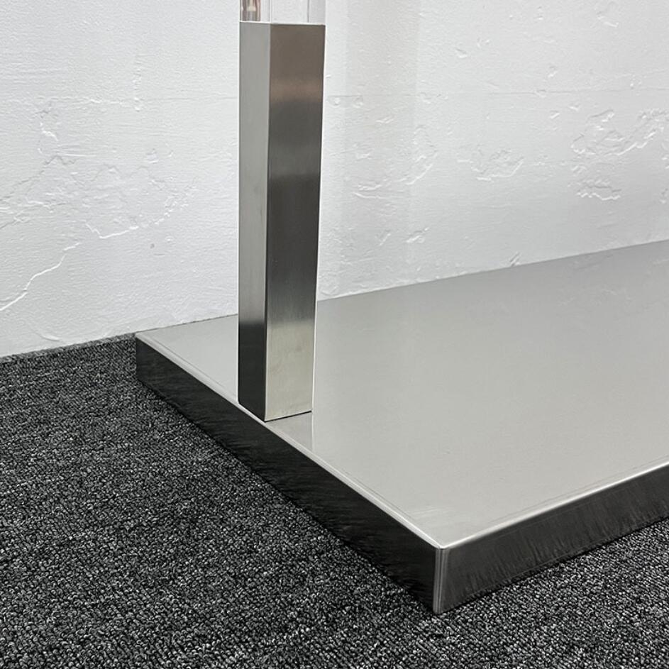 Clothing store display rack Bedroom Furniture transparent solid acrylic stainless steel silver brushed floor stand women's middle island racks