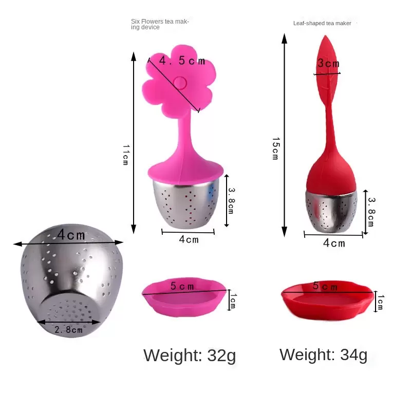 Thickened flower tree leaf silica gel tea filter creative ball drain silica gel maker high temperature resistan