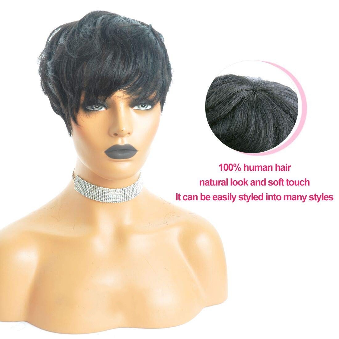 Ombre Red Pixie Cut Short Bob Wig For Black Women Brazilian Human Hair Wigs With Bangs Cosplay Bone Straight Full Machine Made