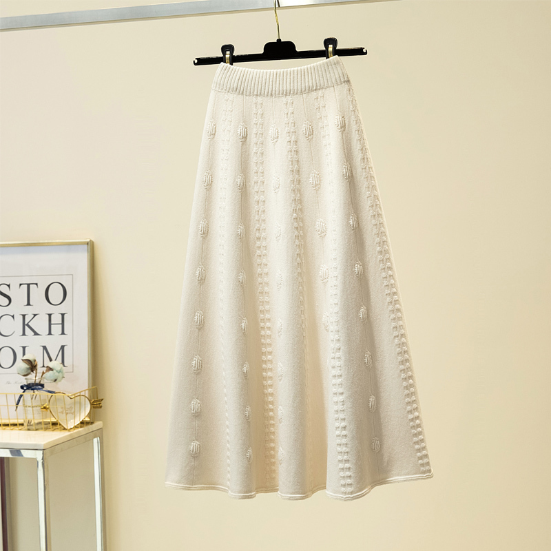 SURMIITRO Fashion Autumn Winter Knitted Jacquard Midi Long Skirt Women Korean Style Mid-Length High Waist Female 220317