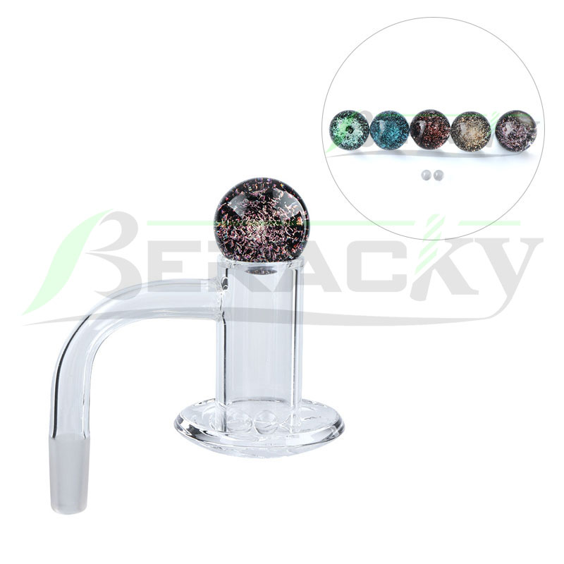 Beracky Beveled Edge Blender Smoking Quartz Banger With Glass Dichro Marble Terp Pearls 20mmOD 10mm 14mm 18mm Male Female Slurper Nails For Water Bongs Dab Rigs Pipes